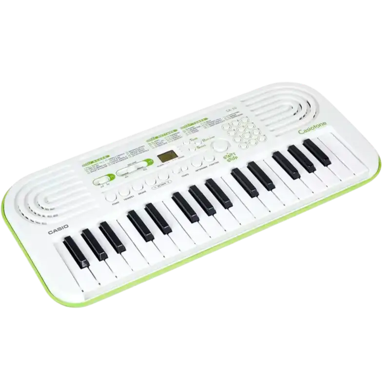 MINI TECL, 32 T, 100 TIMB, 50 RITM, 10 CANC, PANT LCD, COLOR BLANCO / VERDE - Imagen 1