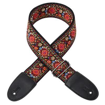 CORREA PARA GUITARRA O BAJO, DE ALGODÓN Y CUERO, EN COLOR ROJO BITRAL