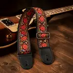 CORREA PARA GUITARRA O BAJO, DE ALGODÓN Y CUERO, EN COLOR ROJO BITRAL - Miniatura 3