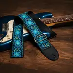 CORREA PARA GUITARRA O BAJO, DE ALGODÓN Y CUERO, EN COLOR AZUL BITRAL - Miniatura 3