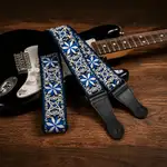 CORREA PARA GUITARRA O BAJO, DE ALGODÓN Y CUERO, EN COLOR CELESTE BITRAL - Miniatura 3