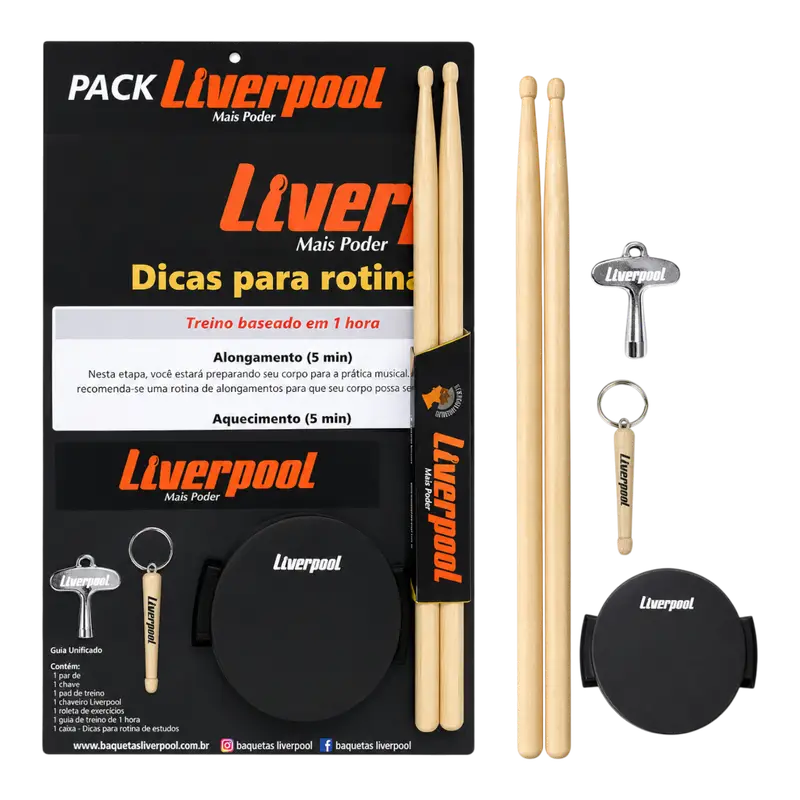 KIT PARA ESTUDIANTES DE PERCUCION, FOLLETO RUDIMENTOS, PAD, BAQUETAS 5A, LLAVERO Y LLAVE DE AFINACIÓN - Imagen 1