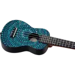 SET DE UKELELE SOPRANO 13", KEIKI, TAPA SUPERIOR AGATHIS, CUERPO ABS, DIAPASÓN Y PUNTE ABS, MÁSTIL OKOUME, COLOR CALEIDOSCOPIO AZUL, ACABADO SATINADO, INCLUYE AFINADOR,CORREA,VITELA Y BOLSA DE TELA - Miniatura 14
