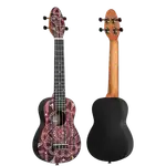 SET DE UKELELE SOPRANO 13", KEIKI, TAPA SUPERIOR AGATHIS, CUERPO ABS, DIAPASÓN Y PUNTE ABS, MÁSTIL OKOUME, COLOR CALEIDOSCOPIO ROJO, ACABADO SATINADO, INCLUYE AFINADOR,CORREA,VITELA Y BOLSA DE TELA - Miniatura 1
