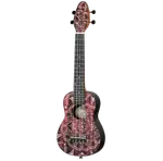 SET DE UKELELE SOPRANO 13", KEIKI, TAPA SUPERIOR AGATHIS, CUERPO ABS, DIAPASÓN Y PUNTE ABS, MÁSTIL OKOUME, COLOR CALEIDOSCOPIO ROJO, ACABADO SATINADO, INCLUYE AFINADOR,CORREA,VITELA Y BOLSA DE TELA - Miniatura 6