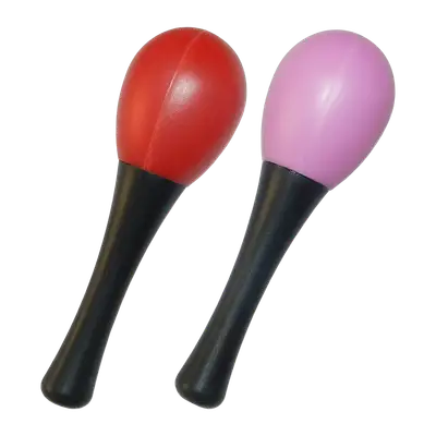 MARACAS PLASTICAS 5.25" DE LARGO, COLORES ROJO Y ROSADO