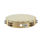 PANDERETA 10" REDONDA CON PARCHE, COLOR NATURAL, 16 PARES DE SONAJEROS DE LATON - Miniatura 3