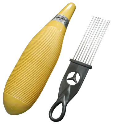 GUIRO PLASTICO DE CUERPO CERRADO, LONG. 30.85 CM.