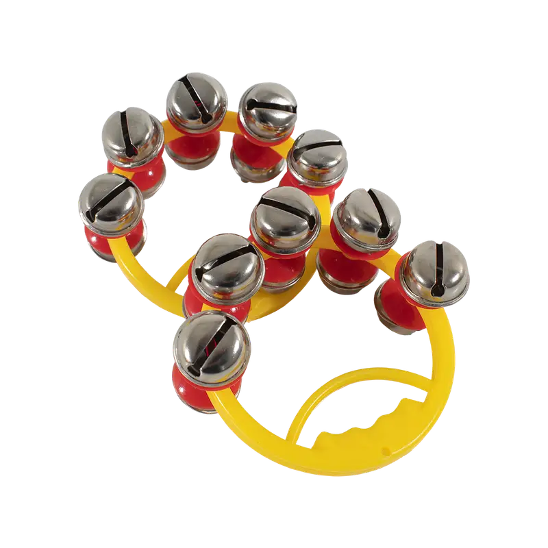 CASCABEL AGARRADERA DE PLASTICO, INCLUYE 10 CASCABELES METALICOS, COLOR DISPONIBLE AMARILLO Y ROJO - Imagen 1