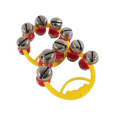 CASCABEL AGARRADERA DE PLASTICO, INCLUYE 10 CASCABELES METALICOS, COLOR DISPONIBLE AMARILLO Y ROJO