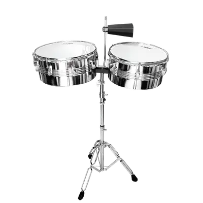 SET DE TIMBALES 13" - 14", INCLUYE SOPORTE Y CAMPANA DE 5"