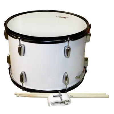 REDOBLANTE PARA MARCHA COLOR BLANCO, DE 14 X 10" INCLUYE BAQUETAS Y SUJETADOR DE POLIPROPILENO