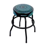 TABURETE ALTO, CON ASIENTO GIRATORIO ACOLCHADO PARA SHOW EN VIVO, METALICO, COLOR AZUL CALEIDOSCOPIO - Miniatura 1