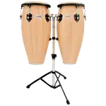 SET DE CONGAS 10 - 11" DE MADERA ROBLE, COLOR NATURAL, INCLUYE SOPORTE CROMADO - Miniatura 1