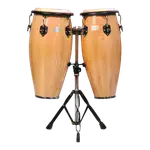 SET DE CONGAS 10 - 11" DE MADERA ROBLE, COLOR NATURAL, INCLUYE SOPORTE CROMADO - Miniatura 2