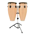 SET DE CONGAS 10 - 11" DE MADERA ROBLE, COLOR NATURAL, INCLUYE SOPORTE CROMADO - Miniatura 3