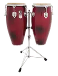 SET DE CONGAS 11 - 11.75" DE MADERA MAPLE, SERIE ELITE PRO, COLOR CONCHO DE VINO, INCLUYE SOPORTE CROMADO - Miniatura 1