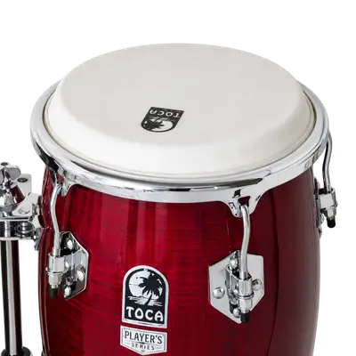 SET DE CONGAS 11 - 11.75" DE MADERA MAPLE, SERIE ELITE PRO, COLOR CONCHO DE VINO, INCLUYE SOPORTE CROMADO