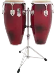 SET DE CONGAS 11 - 11.75" DE MADERA MAPLE, SERIE ELITE PRO, COLOR CONCHO DE VINO, INCLUYE SOPORTE CROMADO - Miniatura 2