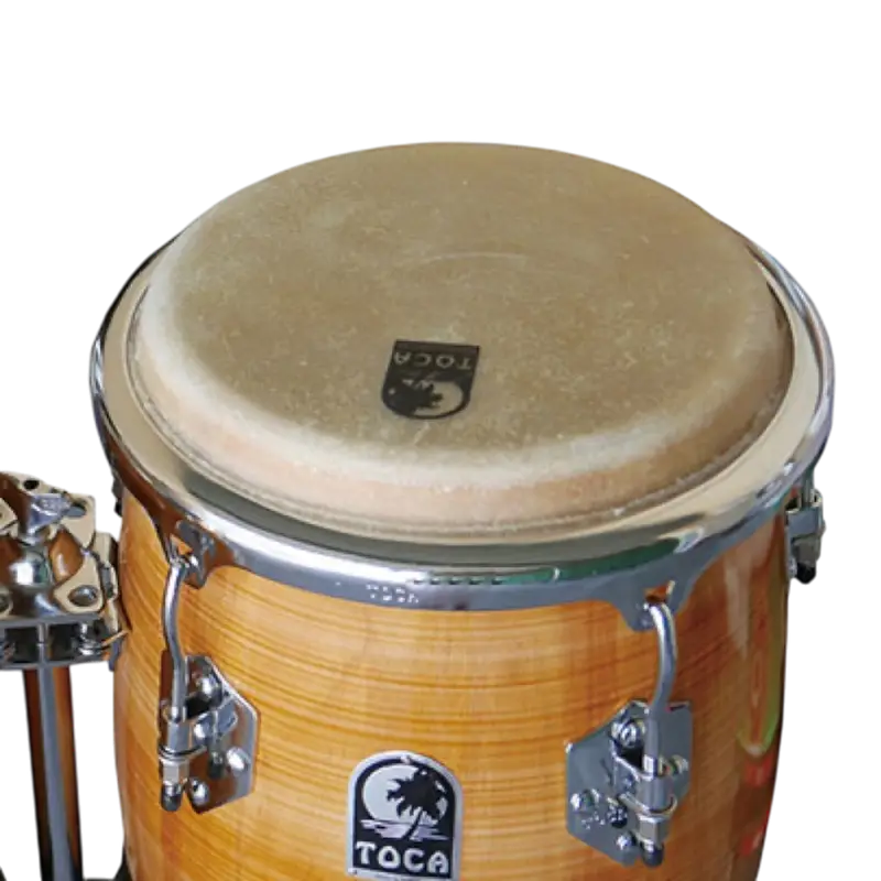 SET DE CONGAS 11 - 11.75" DE MADERA MAPLE SERIE ELITE PRO, COLOR AMARILLO, INCLUYE SOPORTE CROMADO - Imagen 1