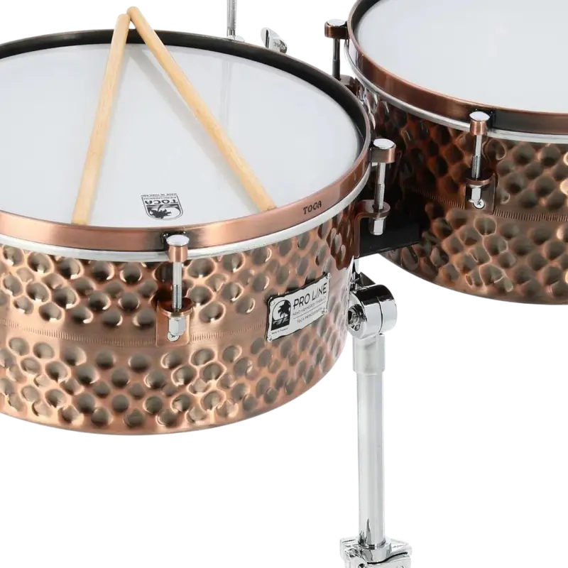 SET DE TIMBALES 14" - 15", SERIE PRO LINE, COLOR COBRE, INCLUYE PEDESTAL - Imagen 1