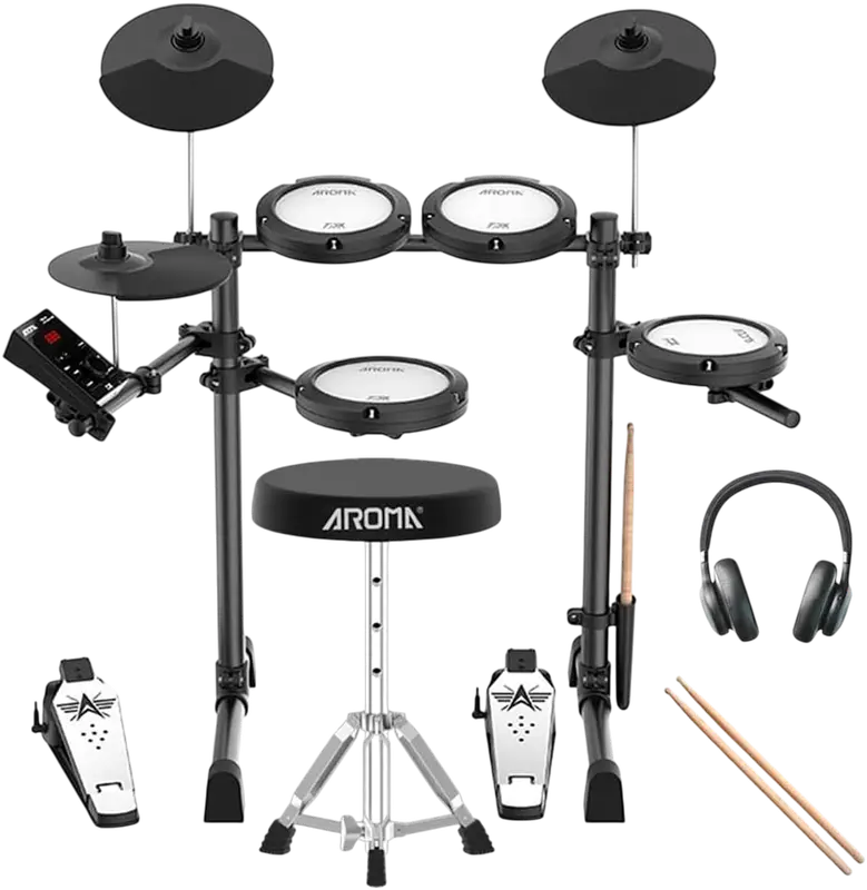 BATERIA ELECTRONICA, 7 PADS CON MALLA INTEGRADA, SOPORTE DE METAL, 300 TIMBRES, 20PISTAS DE ACOMPAÑAMIENTO, BLUETOOTH Y METRONOMO INTEGRADO,PUERTO MIDI IN-OUT, ENTREDA UXILIAR - Imagen 1