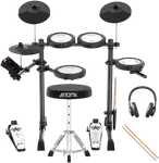 BATERIA ELECTRONICA, 7 PADS CON MALLA INTEGRADA, SOPORTE DE METAL, 300 TIMBRES, 20PISTAS DE ACOMPAÑAMIENTO, BLUETOOTH Y METRONOMO INTEGRADO,PUERTO MIDI IN-OUT, ENTREDA UXILIAR - Miniatura 1