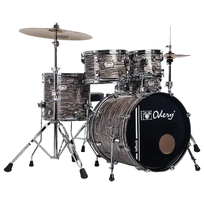 SET DE BATERIA ACUSTICA, SERIE IN ROCK, MADERA DE TILO, COLOR LUNAR TIGER, PEDAL CON DOBLE CADENA, INCUYE 3 PEDESTALES