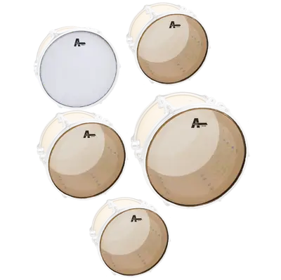 SET DE PARCHES PARA BATERIA CONFIGURACION 12",13",16", 22" SERIE DHTS2 DOBLE CAPA TRANSPARENTE + 14" RUGOSO SERIE DHA DE UNA CAPA