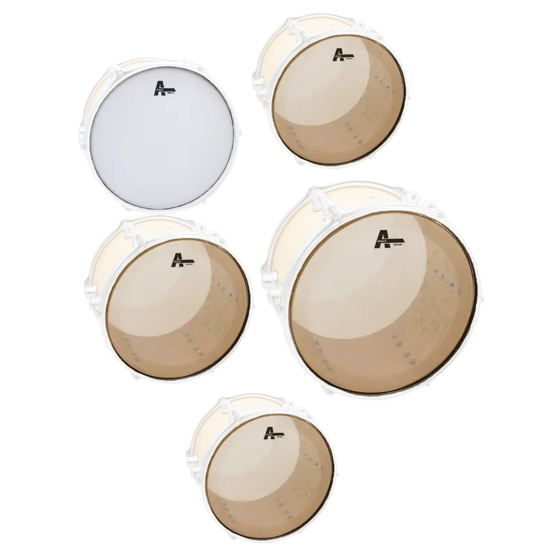 SET DE PARCHES 12",13",16", 22" DHA 1 CAPA TRANSPARENTE, 14" RUGOSO, PARA BATERIA - Imagen 1