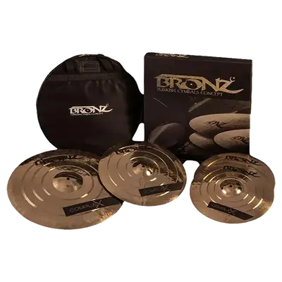 SET DE PLATILLOS SERIE COMPLEX HH14", CRASH 16", RIDE 20", FORMULA B20, INCLUYE ESTUCHE