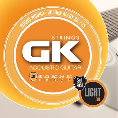 SET DE CUERDAS PARA GUITARRA ACUSTICA O ELECTRACUSTICA, GK, CALIBRE 0.11 MM