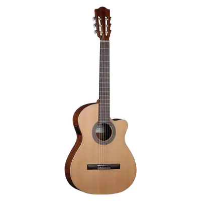 GUITARRA ELECTROCLASICA 39", CUTAWAY, CON EQ FISHMAN, COLOR NATURAL ACABADO MATE, TAPA DE CEDRO MACIZO, FONDO Y AROS DE WENGUE, CUERDAS D ADDARIO,  INCLUYE BOLSO DE 10MM DE ESPESOR
