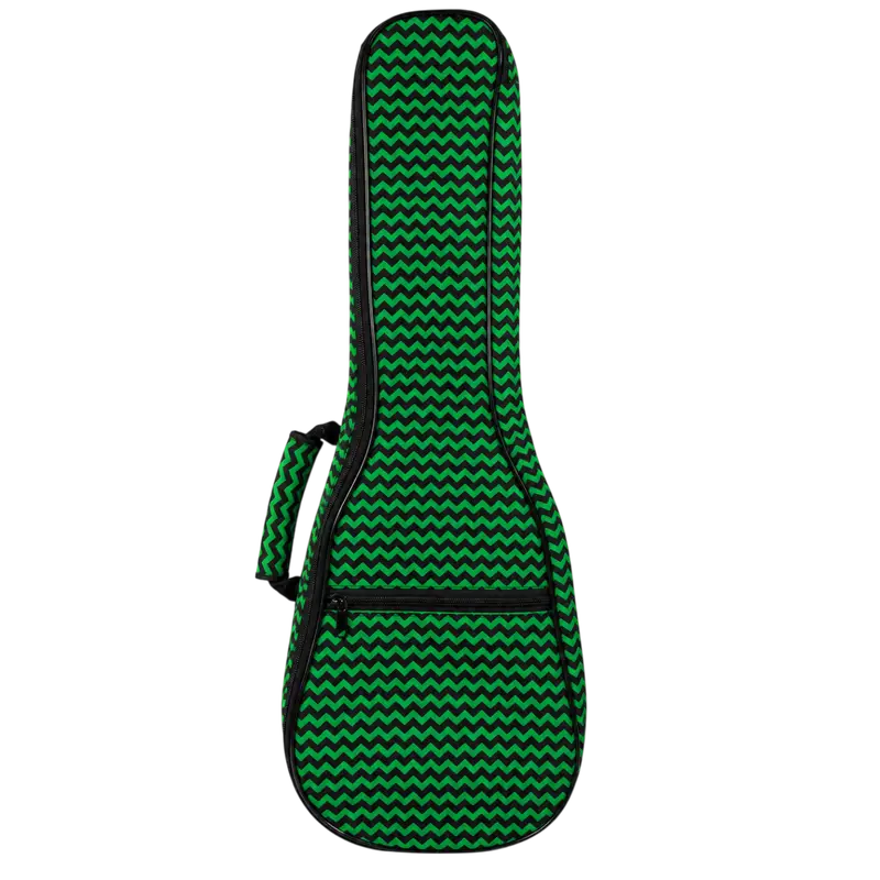BOLSO PARA UKELELE SOPRANO 13", DE NYLON, COLOR A RAYAS VERDE Y NEGRA - Imagen 1