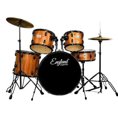 BATERIA ACUSTICA SET DE 5 PIEZAS COLOR MADERA NATURAL Y HERRAJES COLOR NEGRO, INCLUYE SILLA Y PLATILLOS