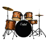 BATERIA ACUSTICA SET DE 5 PIEZAS COLOR MADERA NATURAL A RELIEVE Y HERRAJES COLOR NEGRO, INCLUYE SILLA  Y PLATILLOS - Miniatura 2