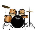 BATERIA ACUSTICA SET DE 5 PIEZAS COLOR MADERA NATURAL EN RELIEVE Y HERRAJES COLOR NEGRO, INCLUYE SILLA  Y PLATILLOS - Miniatura 2