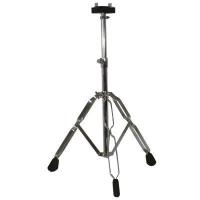 SOPORTE TIPO PEDESTAL PARA CONGA, ACABADO NIQUELADO CON TOPES DE CAUCHO