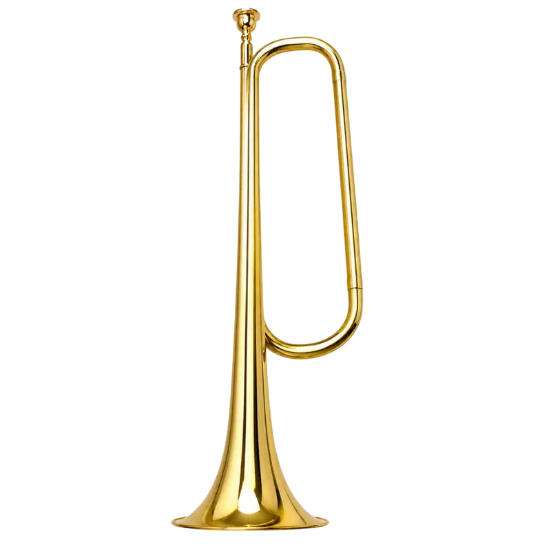 CORNETA PARA BANDA DE GUERRA, ACABADO LAQUEADO DORADO - Imagen 1