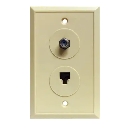 PLACA DE PARED CON JACK RJ-11 Y CONECTOR COAXIAL RG-59