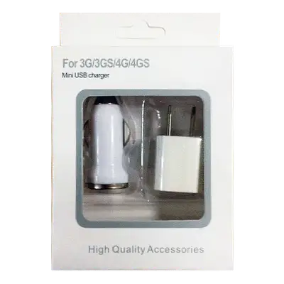 KIT COMPLETO DE ADAPTADORES USBA PARA CARRO (12/24V)  Y CORRIENTE (110V/240V)