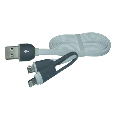 CABLE USB, 2 EN 1, PARA SAMSUNG Y IPHONE, BLANCO, 1MT