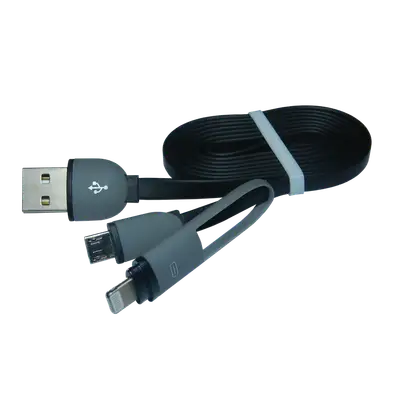 CABLE USB, 2 EN 1, PARA SAMSUNG Y IPHONE, NEGRO, 1MT
