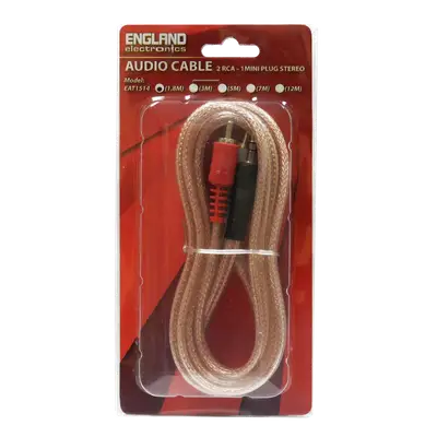 CABLE DE AUDIO TRANSPARENTE, 2 PLUG RCA A PLUG 3.5MM, CCS/CCA, 1.8MTS