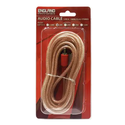 CABLE DE AUDIO TRANSPARENTE, 2 PLUG RCA A PLUG 3.5MM, CCS/CCA, 3MTS