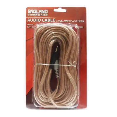 CABLE DE AUDIO TRANSPARENTE, 2 PLUG RCA A PLUG 3.5MM, CCS/CCA, 12MTS