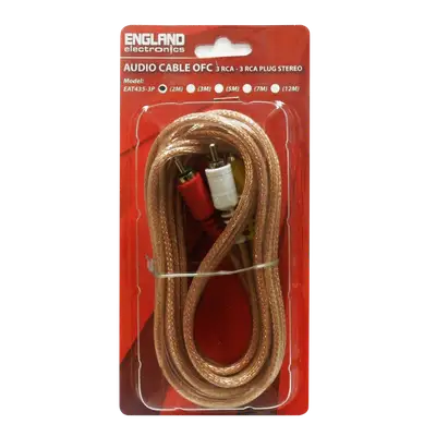 CABLE DE AUDIO TRANSPARENTE, 3 PLUG RCA A 3 PLUG RCA, CCS/CCA, 2MTS