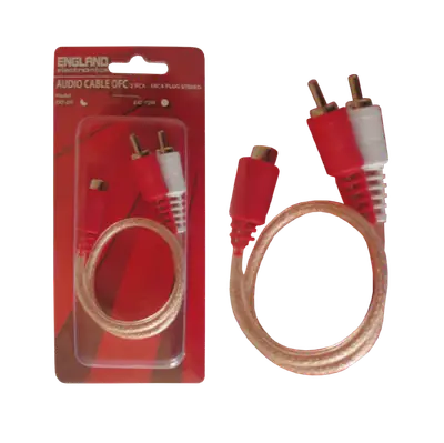 CABLE DE AUDIO TRANSPARENTE, 2 PLUG RCA A JACK RCA, CCS/CCA, 30CM