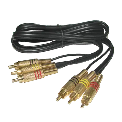 CABLE DE AUDIO, 2 PLUG RCA A 3 PLUG RCA DORADO, CCA, 1.5MTS