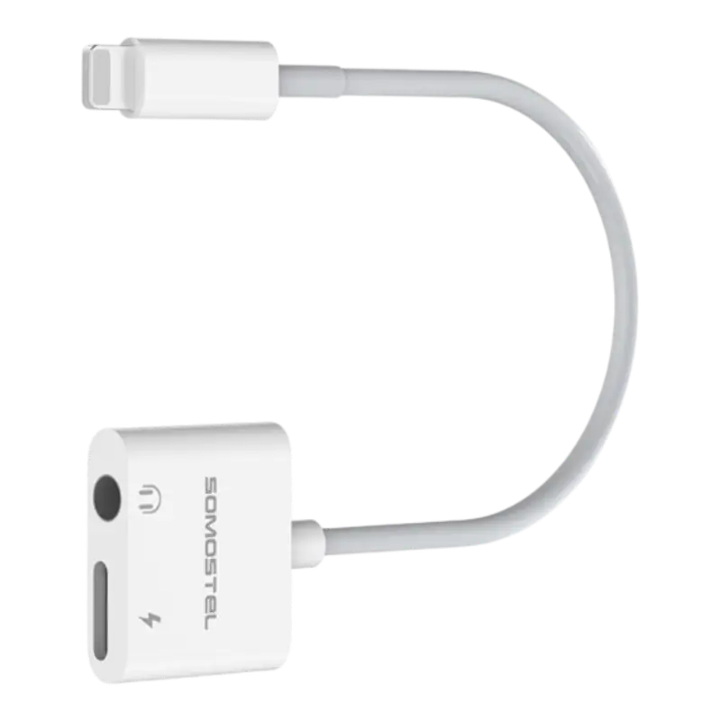 ADAPTADOR OTG DE AUDIO Y CARGA, TIPO IPHONE A PUERTO LIGHTNING Y JACK 3.5MM - Imagen 1